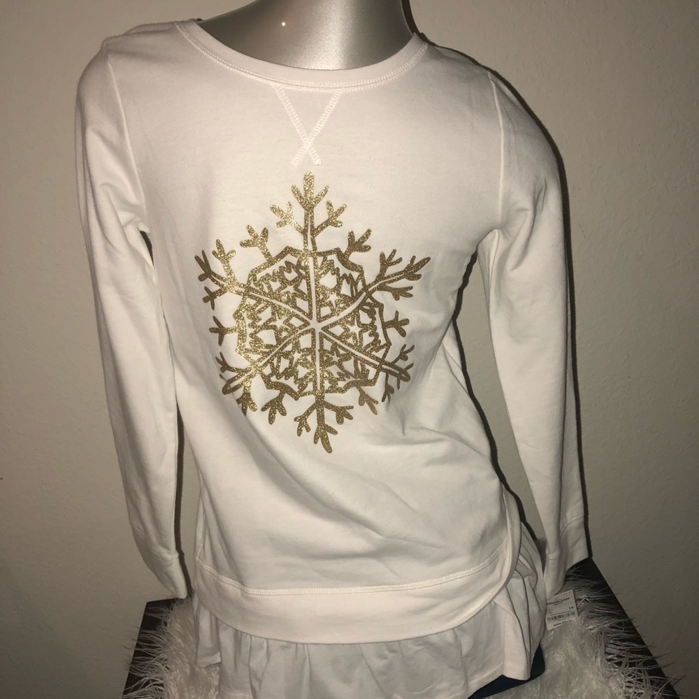💕 Osh Kosh long sleeve white glitter snowflake
